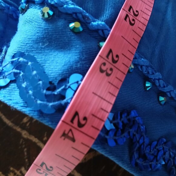 Vintage Chaps Blue Sequin Studded Sailor Themed Denim Jacket Women's XL - Picture 5 of 5
